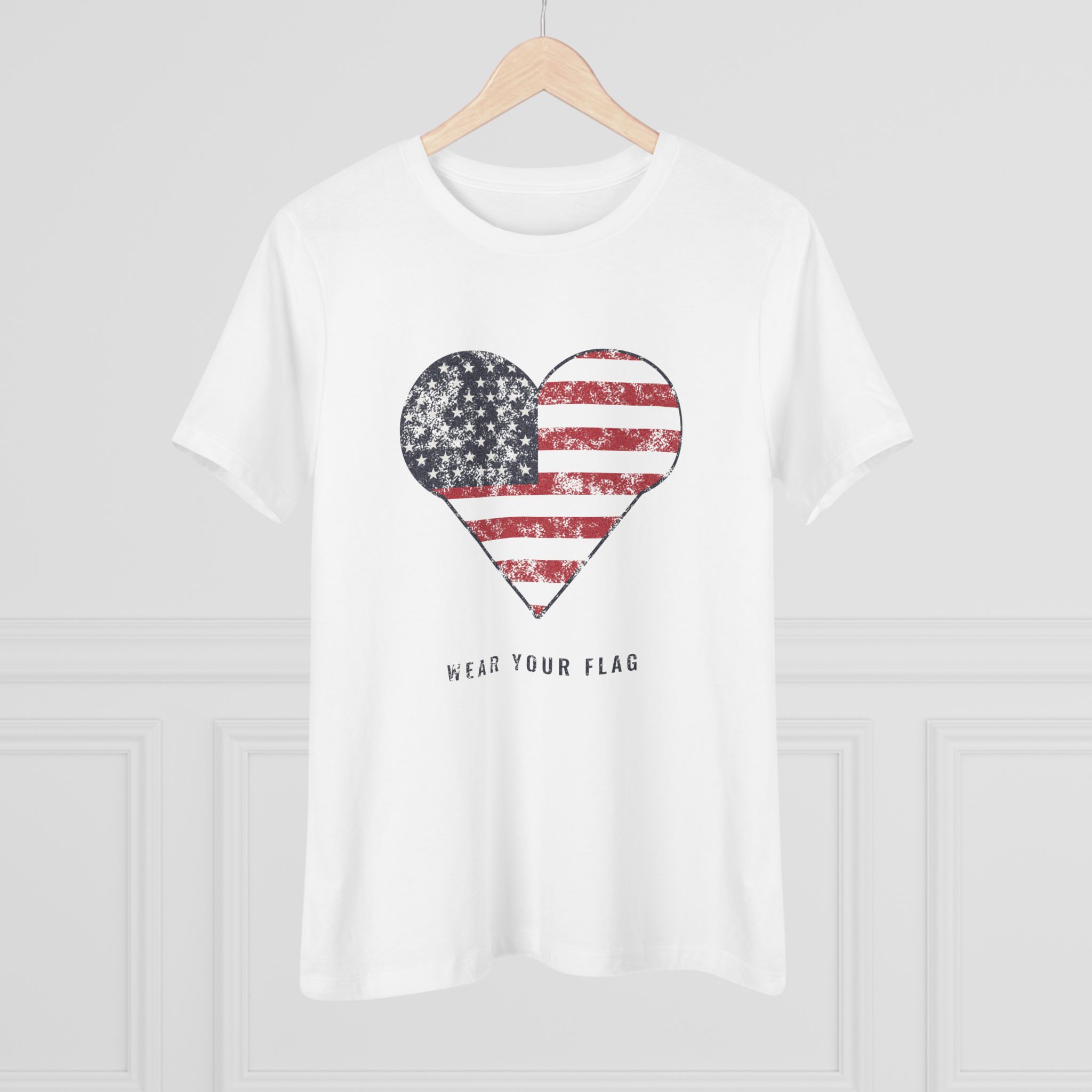 Flag Heart Women's Relaxed Tee in White