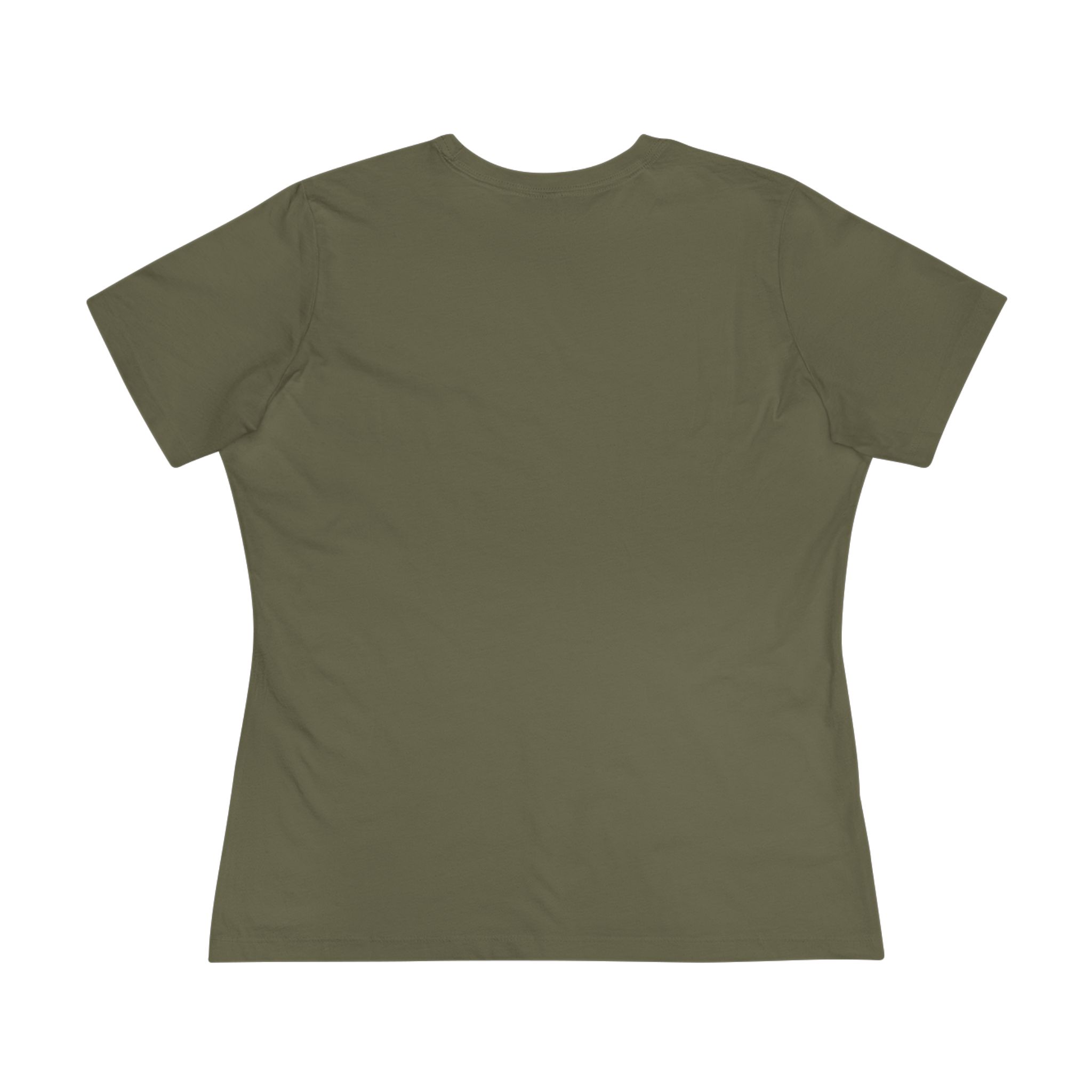Flag Heart Women's Relaxed Tee in Military Green, back view
