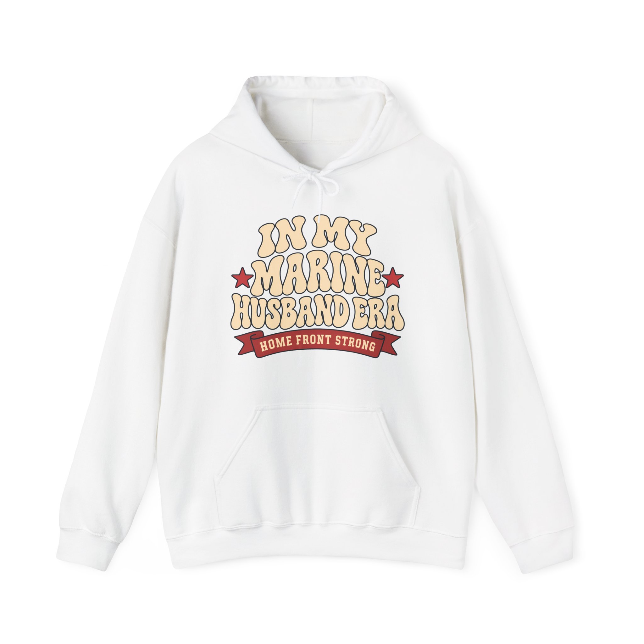 In My Marine Husband Era Hoodie in White, front view