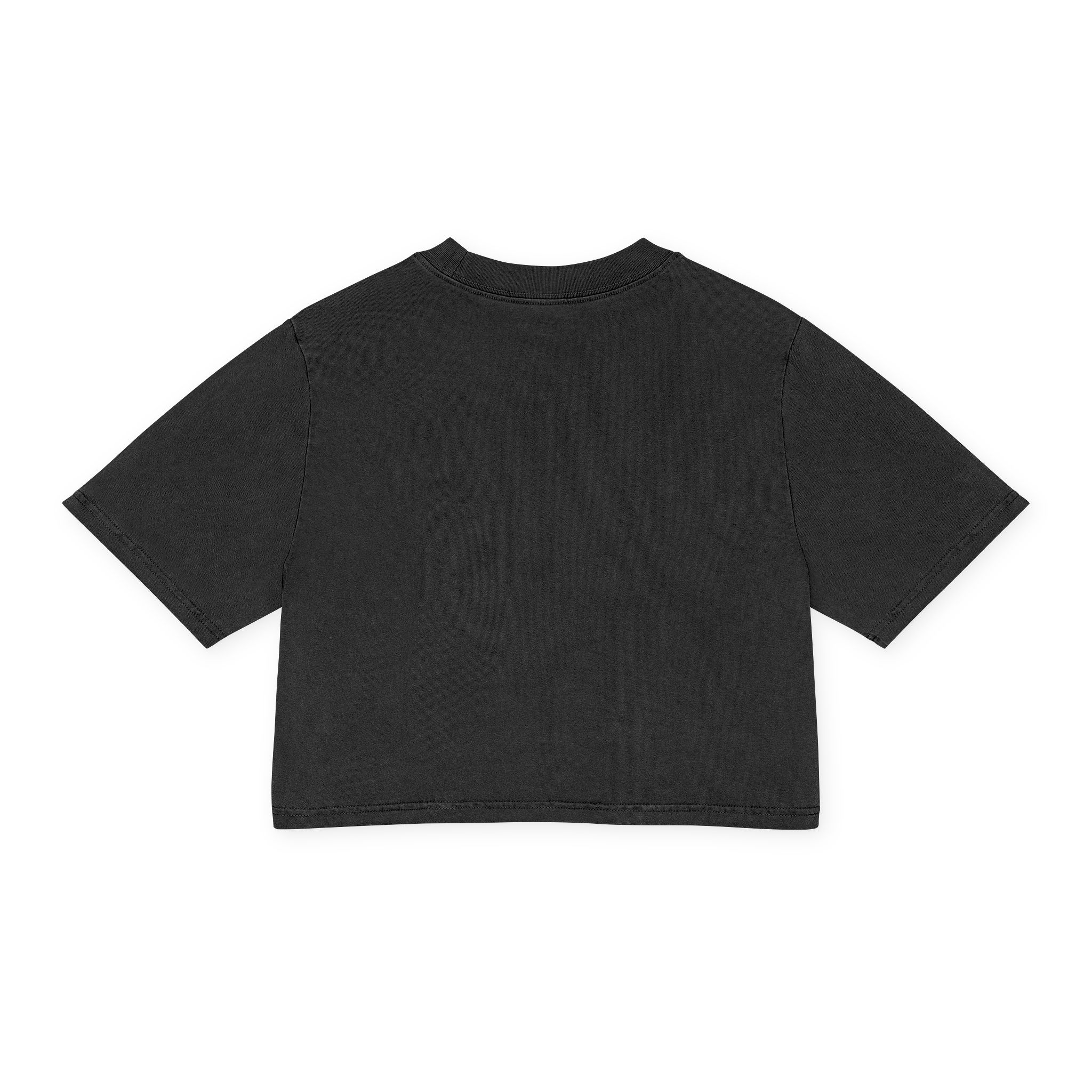 In My Coast Guard Mom Era Women's Cropped Tee in Faded Black, back view