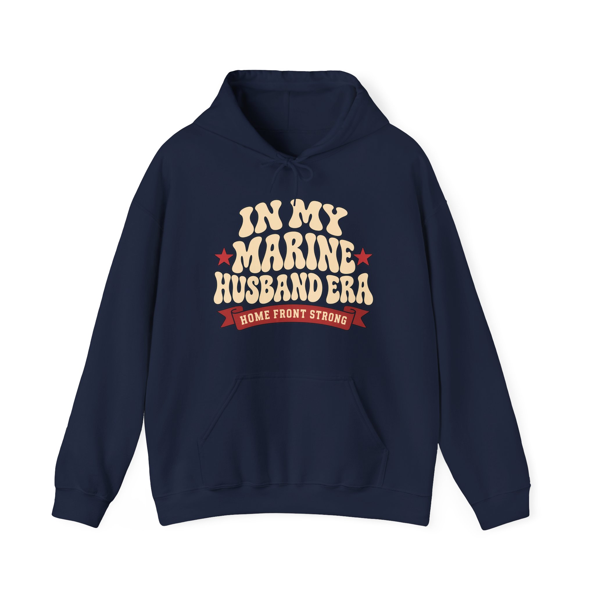 In My Marine Husband Era Hoodie in Navy, front view