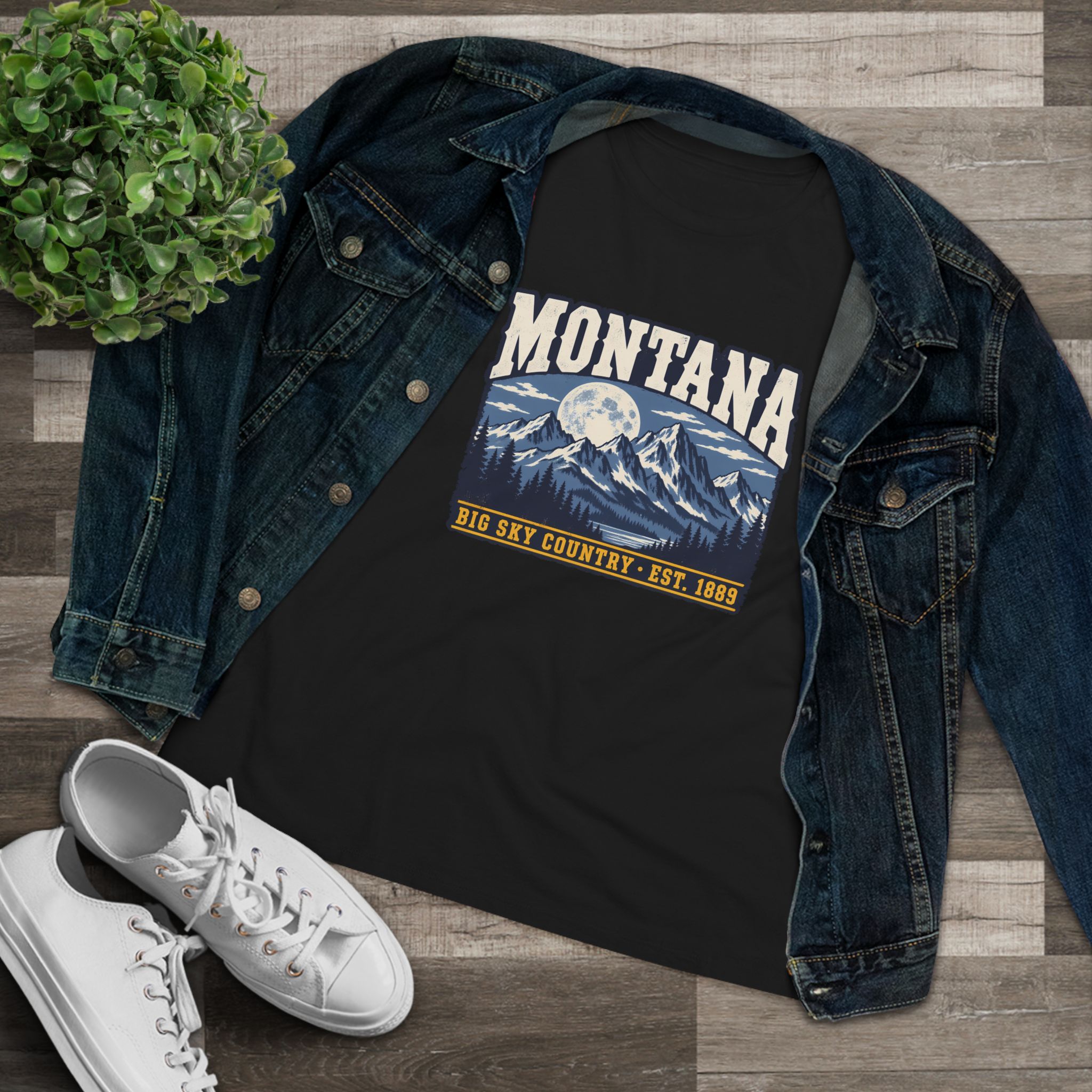 Montana Big Sky Country Women's Relaxed Tee in Black