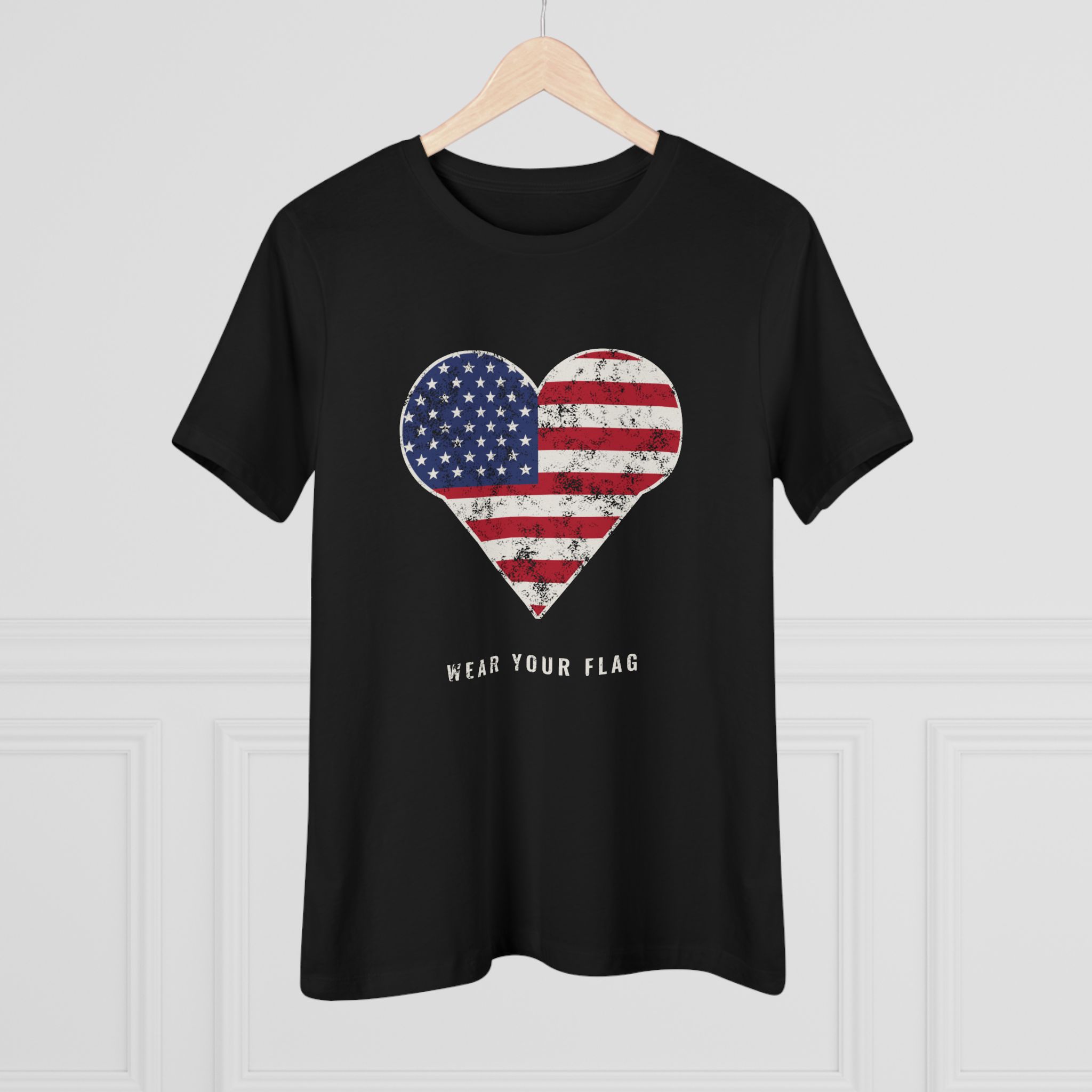 Flag Heart Women's Relaxed Tee in Black