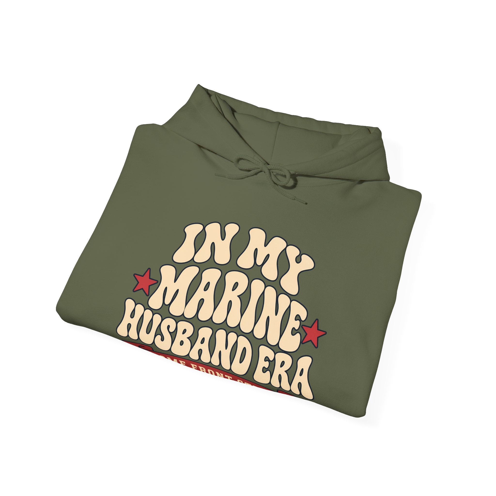 In My Marine Husband Era Hoodie in Military Green, folded