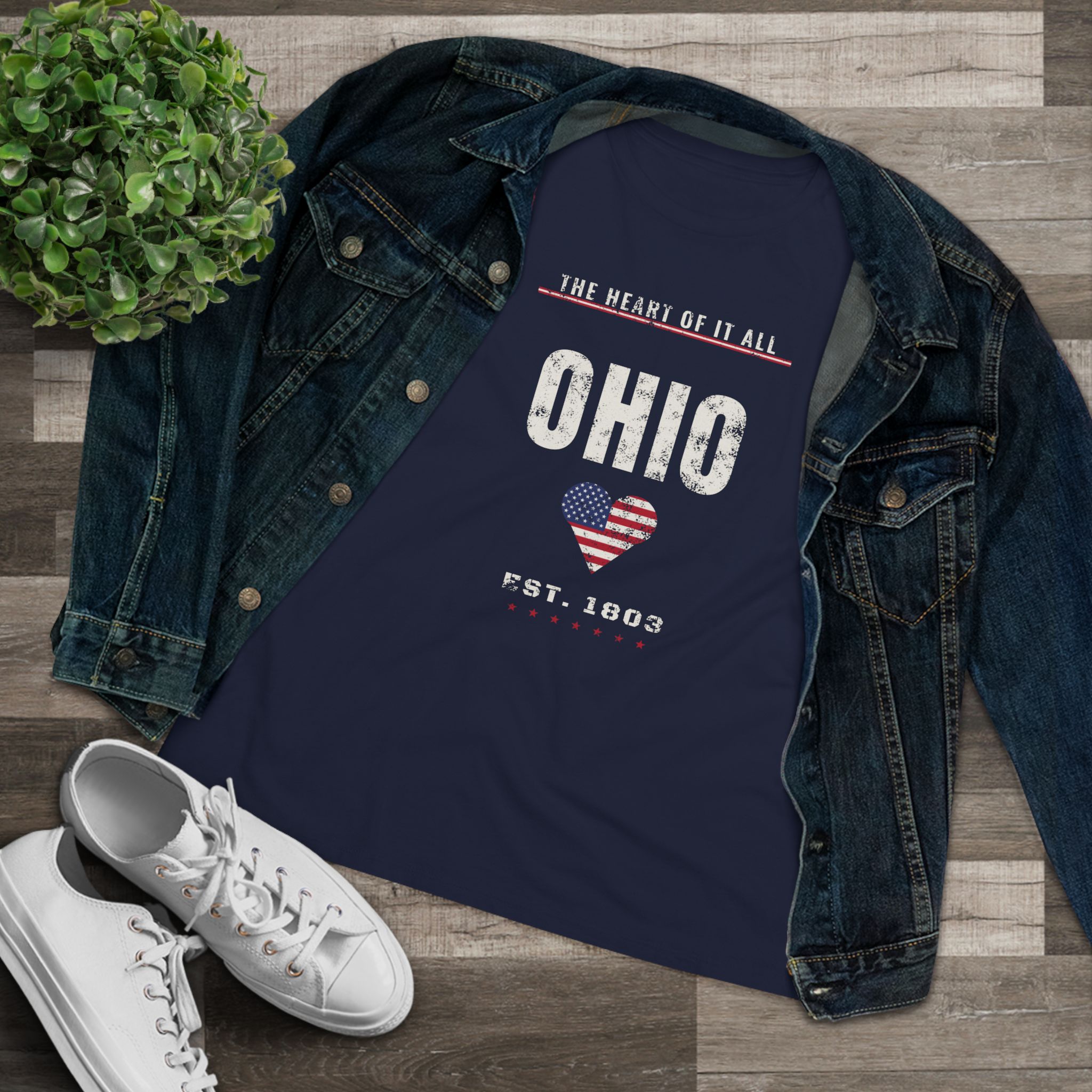 Ohio Heart of It All Women's Relaxed Tee in Navy