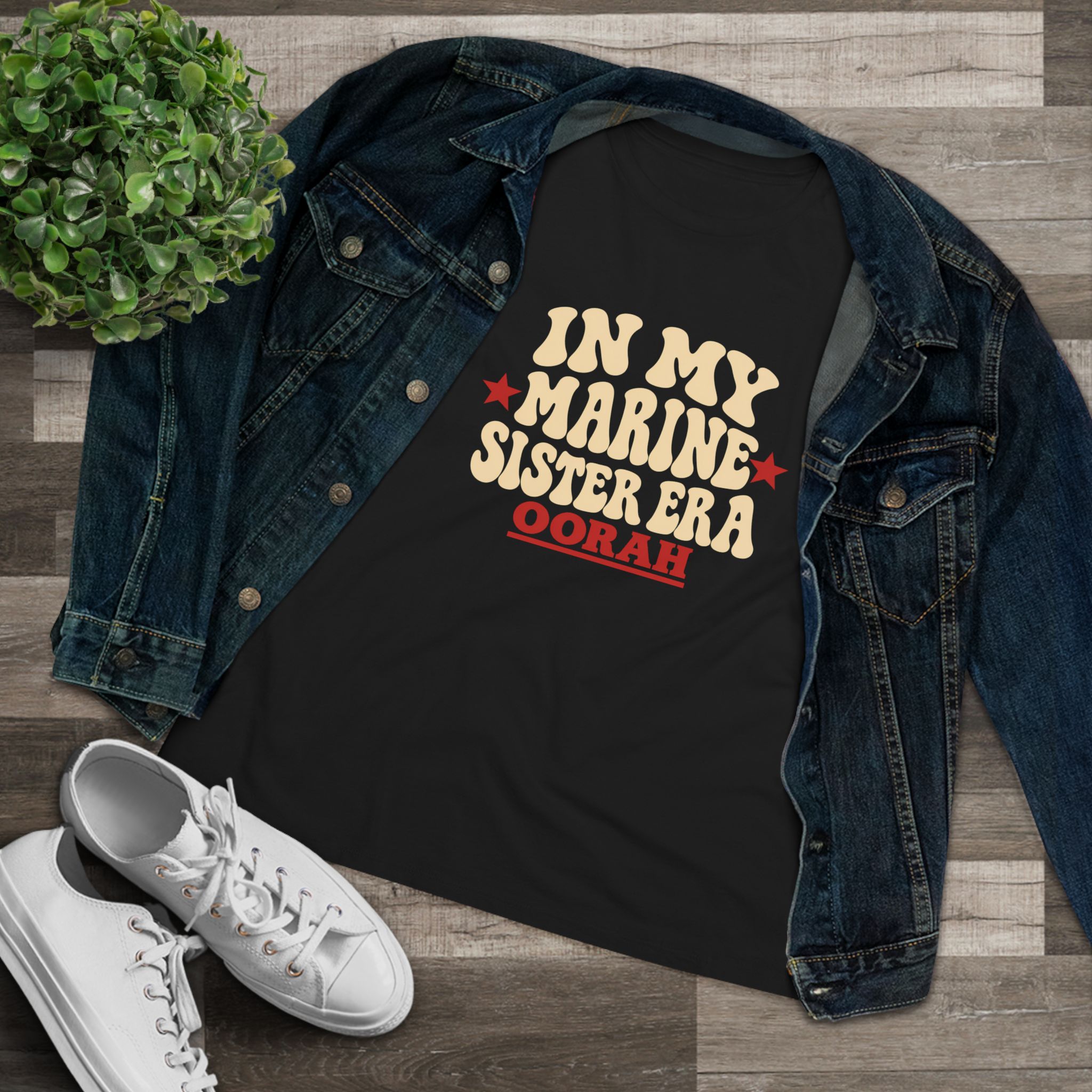 In My Marine Sister Era Women's Relaxed Tee in Black