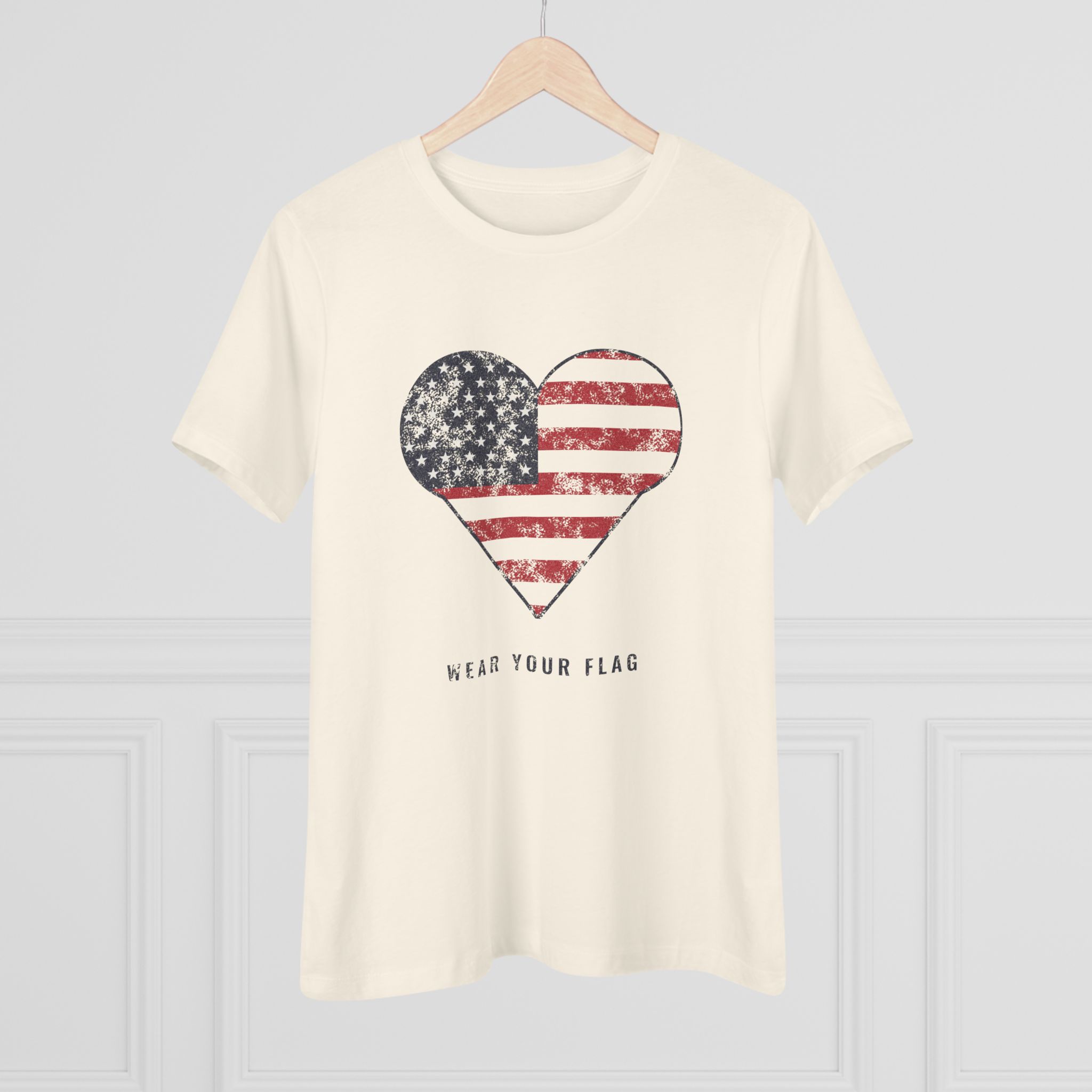 Flag Heart Women's Relaxed Tee in Natural