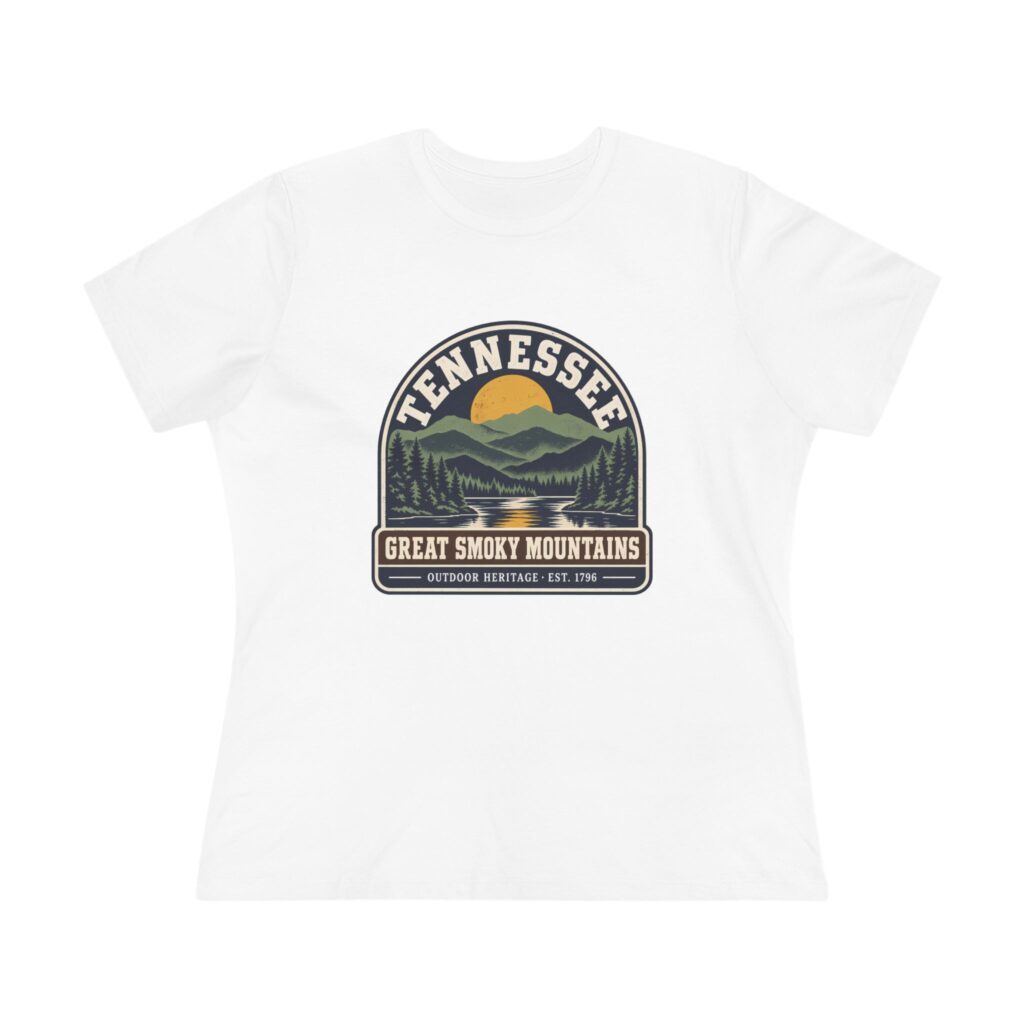 Tennessee Great Smoky Mountains Women's Relaxed Tee in White, front view