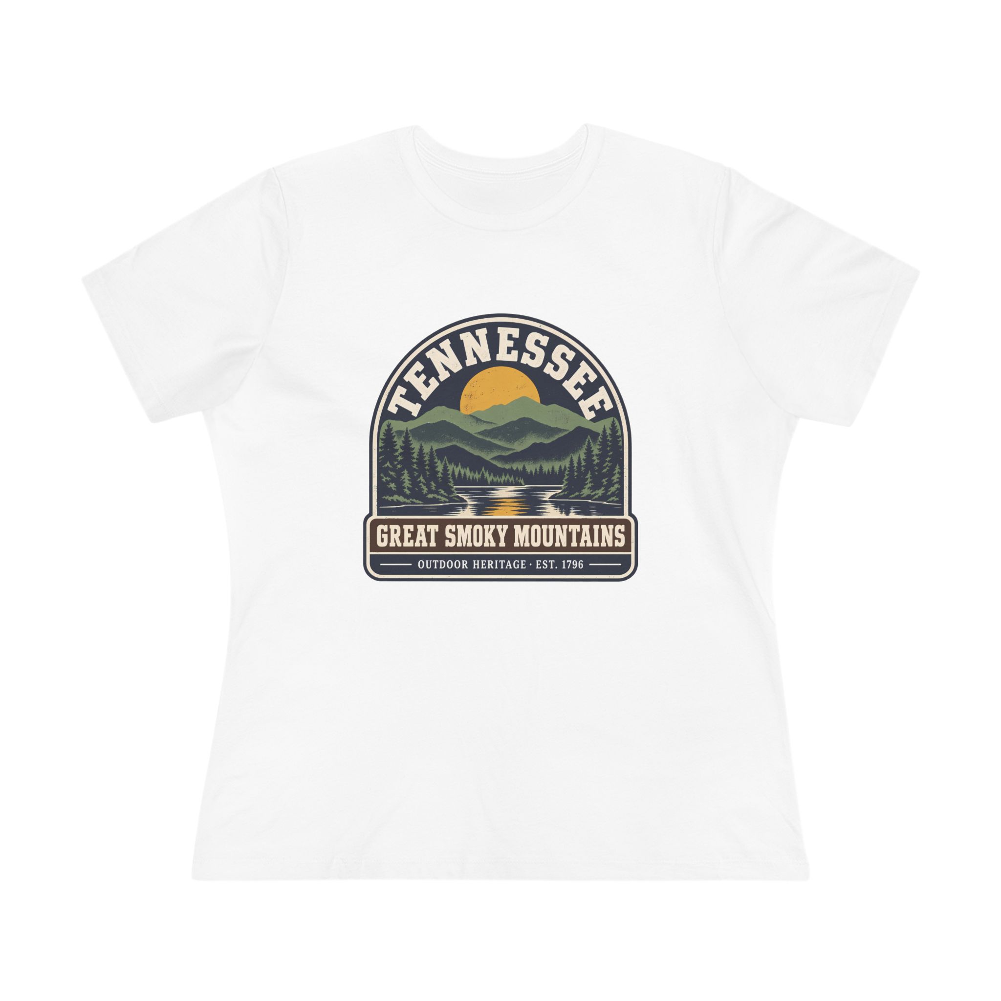 Tennessee Great Smoky Mountains Women's Relaxed Tee in White, front view