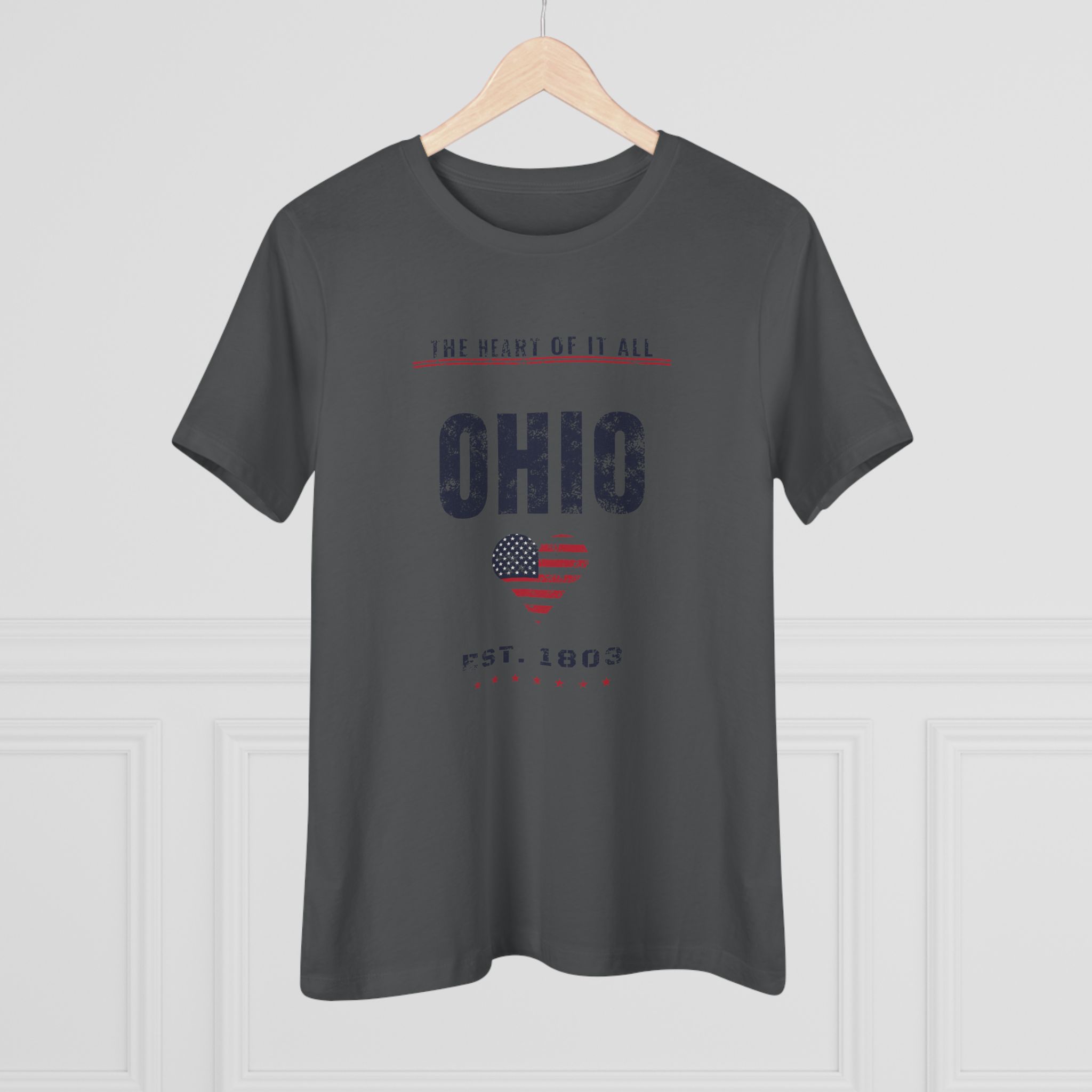 Ohio Heart of It All Women's Relaxed Tee in Asphalt