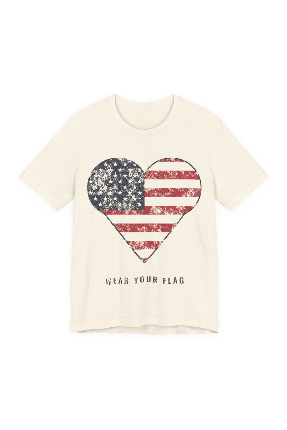 Flagzz Flag Heart tee in cream with an American flag heart graphic